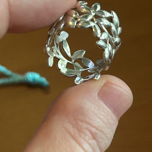 Tiffany & Co. Silver Olive Leaf Band Ring (Wide) - Picture 4 of 5